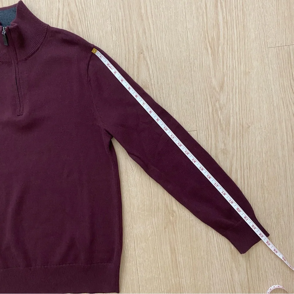 NWT J.Crew Factory Men's Cotton Quarter-zip Sweater Burgundy Size S